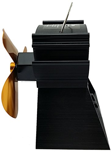 13 cm Höhe, Mini Hitze Powered Ofen FAN für kleine Platz von Holz/LOG Brenner – Umweltfreundlich gold - 3