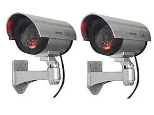 MOHAK 2 Pcs Security CCTV False Outdoor Camera Fake Dummy Security Camera Waterproof IR Wireless Blinking Flashing