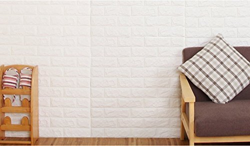 5pcs 77X70cm 3D Ziegelstein PE-Schaum DIY Wand-Aufkleber Selbstklebendes Tapete, weißes Ziegelstein-Tapete, 3D Wand-Verkleidungen - 2