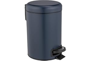 Wenko Leman Kosz na Pedały, 3 Litry, z Wyjmowaną Wkładką, Wykonany ze Stali Malowanej, 17 x 25 x 22,5 cm, Ciemnoniebieski Mat