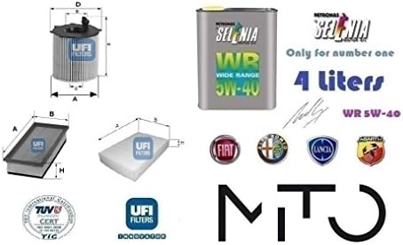 Filter Service Kit for UFI Alfa Mito 0.9 Twinair 63 kW + 4 Litres Selenia Oil 5 W40