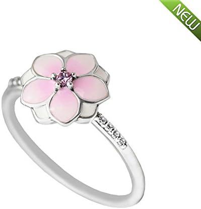 PANDOCCI 2017 Spring 925 Sterling Silver Magnolia Bloom Ring for Women Jewelry (54#)