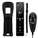 Produktbild Wii-Controller, XW02 Nintendo Wii Fernbedienung und Nunchuk mit Silikonhülle Handschlaufeeingebauter Vibrationsmotor für Wii und Wii U Schwarz