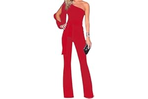 Onsoyours Sexy Tute da Donna con Spalle Scoperte Tinta Unita Elegante Tuta Playsuit Lunghe a Gamba Larga Pantaloni Jumpsuit con Cintura Beachwear