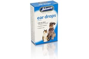 JOHNSON'S John-sons Ear Drops or Cleanser for Dogs/Cats Kills Ear Mites Drops Wax Softner (Ear Drops 15ml)
