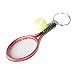 Produktbild Mini Metall Tennis Schläger Schlüsselanhänger Handgemachte Souvenir Nette Tennisschläger Ball Schlüsselanhänger Sport Kette Auto (Rot)