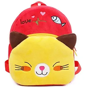 Blue Tree Cute Kids Backpack Toddler Bag Plush Animal Cartoon Mini Travel Bag for Baby Girl Boy 1-6 Years (Cat)