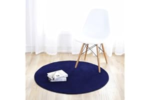 Fouriding Round Circular Area Rugs Solid Carpets Home Cozy Mat Bedroom Luxurious Floor Pads for Living Room (Blue, Diameter:1.9ft)