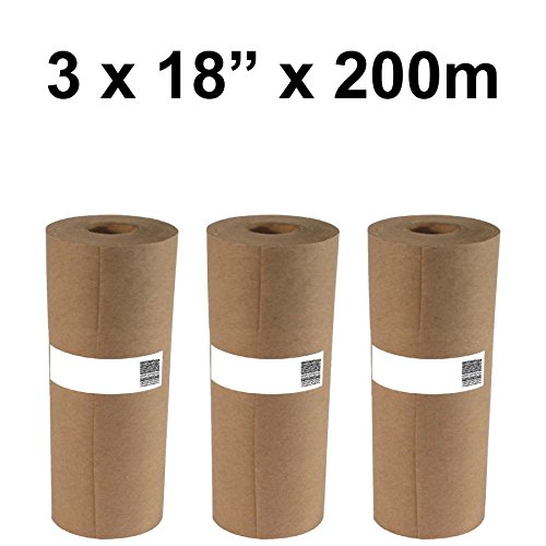 3 X 450mm [18"] Width Masking Paper x 200 meters Long Roll - Quality 50GSM Hand-Masker General Purpose Masking Paper Multi Purpose Automotive base coats, clear coats and urethanes
