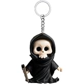 Siyah Kap&uuml;şonlu Grim Reaper Hareketli &Ouml;l&uuml;m Meleği Oyuncak &Ccedil;anta Aksesuarı ve Araba Anahtarlığı | Grimz