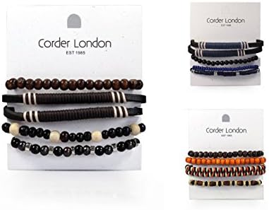 Mens Surfer Leather Bracelet Braided Boy Wristband Wrap Cord Bead Set In Handy Reusable GIiftbag