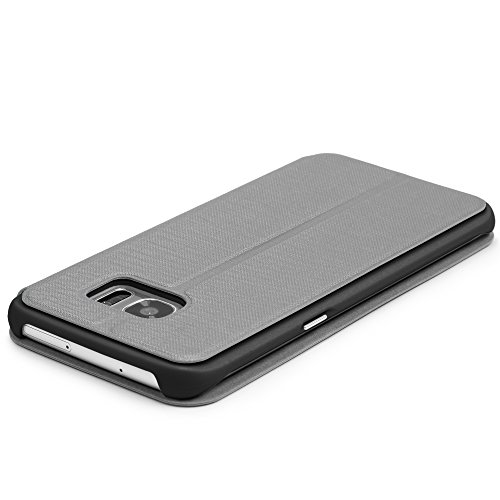 Urcover   Samsung Galaxy S7 Edge   View Case Funda Protectora   Cross Pattern en Gris   Carcasa Protecci  n Completa Case Cover Smartphone M  vil Accesorio