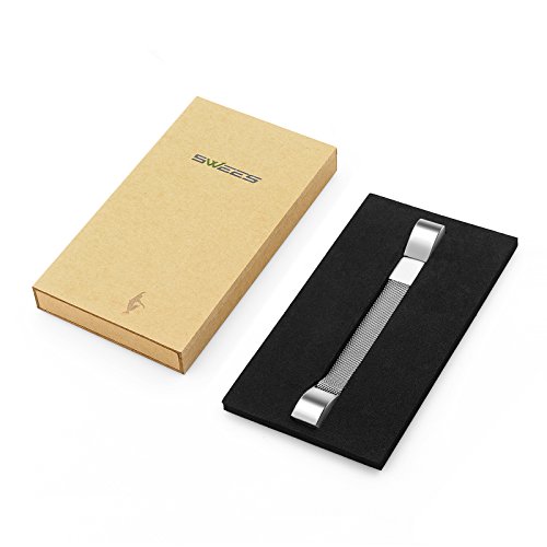 Fitbit Alta HR und Alta Armband Sport, Swees Edelstahl Uhrenarmband Mailänder Magnetschleife Edelstahlband Ersatz Armband Für Fitbit Alta HR und Alta – Silber - 8