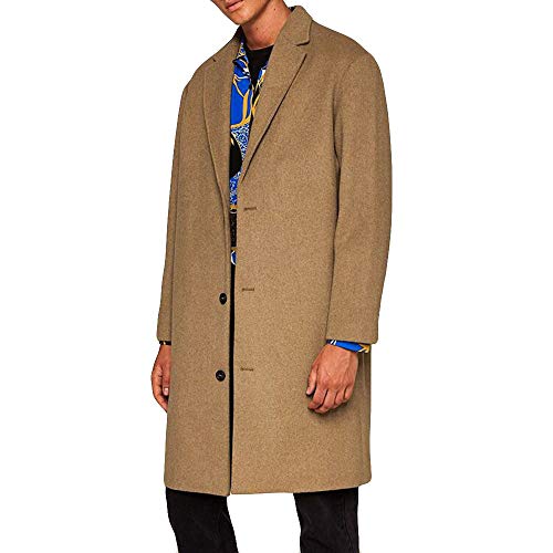 Preisvergleich Produktbild Mymyguoe Herren Wollmantel Mantel Herbst Winter mittellange Wollmantel Button Revers Mantel Outwear Parka-Strickjacke Dünner Jackenmantel Coat Freizeitjacke