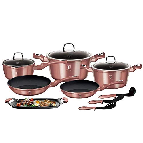 Berlinger Haus BH-6044 Lot de 12 casseroles en granit métallisé iROSE