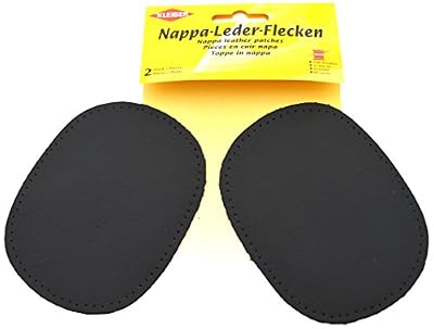 Kleiber Lot de 2 coudières ou genouillères à coudre en cuir nappa Noir 12,5 x 10 cm