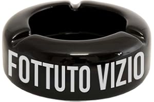 FISURA - Posacenere nero con messaggio "F*ttuto vizio". Posacenere da tavolo. Posacenere portatile di design. In ceramica. Misure: 10 x 10 x 4 centimetri.