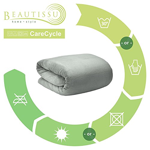 Beautissu® XXL Kuscheldecke Aurelia 150x200cm Mikrofaserdecke flauschige Coral-Fleece Wohn-Decke ÖKO-TEX natur - 8