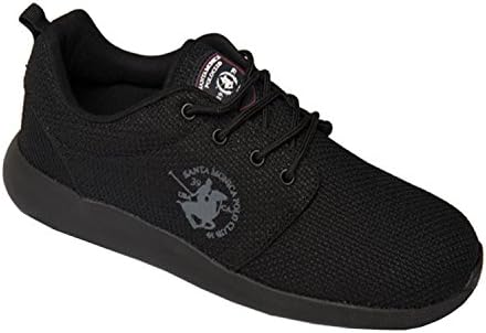 Mens Santa Monica Trainers Designer Woven Lace Up Quality Sole Shoes With Skechers Socks (9 UK, Black)