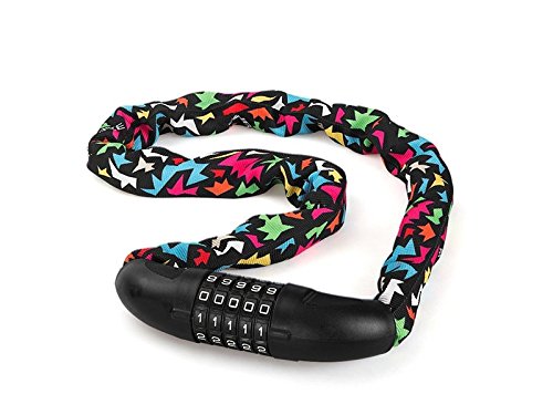 ATTOUPAN Fahrrad Lock Fahrrad Outdoor Diebstahlschutz 5 Digitale Passwort Bike Kette Lock (Wie Abgebildet)