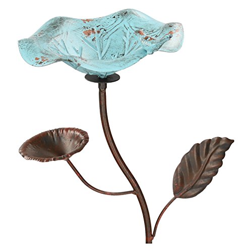 Vogeltränke Vogelbad Vogelbecken Wassertränke Tränke Wasserschale Stecker Braun/Blau Rost - 5