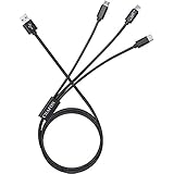 [Newest Version]Multi USB Charge Cable,Chafon 3.3ft/1m Nylon Braided USB Charger Connector with 8 Pin Lightning / Type C / Micro USB for iPhone &amp; Android Smartphones,iPad,Tablets(Black)[Only 8 pin lightning support Sync Data]
