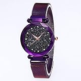 EisEyen Damen Uhren Frauen Mode Diamant schneiden Sternenhimmel Zifferblatt Mesh Riemen Armband Armbanduhr Bracelet Women Watches