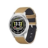 WANGXN Smart Technology Bracelets Bluetooth Herzfrequenz Round Screen wasserdichtes Sport-Armband,Silver