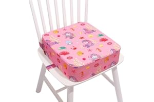 TOTIDYH Rehausseur Chaise Enfant Portable RéHausseurs AntidéRapant Rehausseur De Chaise Bebe Coussin Rehausseur Chaise Enfant RéHausseur Enfants Chaise avec 2 Ceintures De SéCurité(Rose Sirène)
