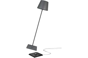 Zafferano, Poldina XXL, Bezprzewodowa Akumulatorowa Lampa Podłogowa ze Sterowaniem Dotykowym, do Użytku Wewnętrznego i Zewnętrznego, Ściemniacz, 2700-3000 K, Regulowana Wysokość 69-150 cm, Ciemnoszary