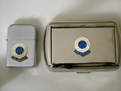 Brighton & Hove Albion 'The Seagulls' Football Club Petrol Storm Proof Lighter & Tobacco Tin