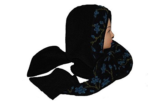 Preisvergleich Produktbild schwarz Kapuzenschal Fleece Schal Schalmütze schwarz türkis turkis blau grün