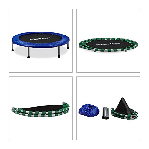 Relaxdays Trampolin Kinder, Faltbar, Max. Personengewicht: 45 kg, HxBxT: 22 x 91 x 91 cm, blau-schwarz - 4