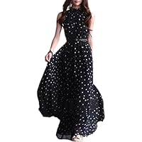 TOOGOO(R) Vestito Lungo Maxi da Donna in Chiffon da Donna Senza Maniche con Cintura Nero