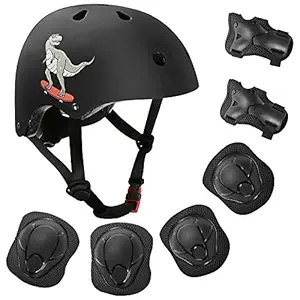 KCENTURY Kids Skateboard Helmet,Kids Helmet,Adjustable Toddler Helmet for Boys Girls Age 5-10,Kids Bike Helmet with Sports Protective Gear Set Knee Elbow Wrist Pads for Skateboard Cycling Scooter
