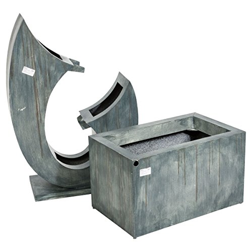 miaVILLA Gartenbrunnen Brunnen Delta LED Beleuchtet Metall Grau - 7