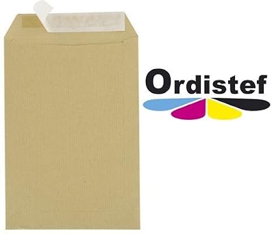 ORDISTEF Enveloppes Kraft A4 C4 90g 229x324 sans fenêtres avec bande détachable - Paquet De 50
