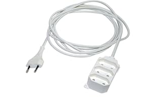 JONEX Verlängerungskabel Verlängerung 3-fach Strom-Kabel Euro-Stecker Eurosteckdosenleiste/Eurosteckerleiste (3,0 Meter 3-Fach, Weiss)