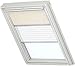 Produktbild Original VELUX Vorteils-Set ( Verdunkelungs-Rollo + Faltstore Plissee ) DFD F04 0002S für // GGL, GHL, GTL, GPL, GXL F04 // und // GGU, GHU, GTU, GPU, GXU F04 // in Stofffarbe Uni Beige – Faltstore in Weiss // Seitenschienen in Silber