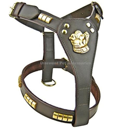 3-teiliges Leder-Hundegeschirr-Set Mit Nieten – Halsband & Leine Für Große Hunde Wie Pitbull, Mastiff, Boxer – Größe XL, Braun