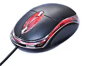 BKN USB 2.0 Wired Optical Mouse 2000 DPI for Laptop,Computer,PC etc.- (Black with Red Light)