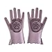 Produktbild TianranRT Magie wiederverwendbar Silikon Handschuhe Reinigung Pinsel Wäscher Handschuhe Hitzebeständig (Rosa)