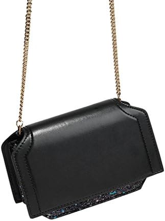 GMS467 Vintage Girls Hollow Out Sling Leather Crossbody Bag Handbag Purse, Evening Bag Thin Metal Chain Party Lady Small Square Bag, 3 Colors ( Color : Black )