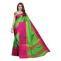 Fabwomen Women's Cotton Silk Zari Work Kanjivaram Saree With Blouse Piece. (S182048_Green_Free Size)