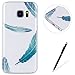 Produktbild Samsung Galaxy S7 Hülle,Feeltech Weiche Ultra Dünn Crystal Clear Gel TPU Bumper Flxible Silikon Handyhülle Durchsichtige Schutzhülle mit Schöne Zeichnung Gedruckte Design Anti-Scratch Shock-absorber [with Frei Schwarz Stylus] Perfekte Passform für Samsung Galaxy S7 - Blaue Feder