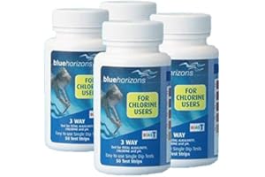 Blue Horizons 3 Way Chlorine Test Strips (4 x 50) One Dip Hot Tub Spa Pool Water Testing (200 Strips)