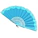 Produktbild YEARNLY Kunststoff Flower Muster Lady Spitzenbesatz Hand Faltbare Fan Weiß Handfächer,zusammenklappbar,für Zuhause, Hochzeit, Basteln, Dekoration