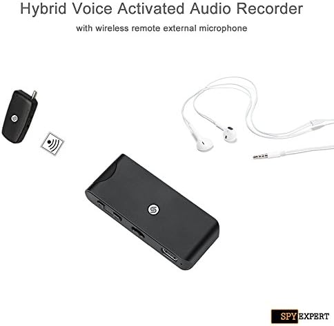 Professional Voice Activated Spy Audio Recorder 8GB, 32 Hours Battery Life | Clear HD Quality 1024Kbps | Wireless External Spy Bug for Wall Listening Live + Recording | Time-Stamp Function | Included Headphones for Direct Listening | Wally-BW8