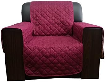 Reversible Furniture Protector Slipcover Machine Washable Polyester Waterproof Sofa Cover (Burgundy, armchair)