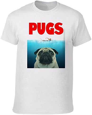 PUGS (JAWS Parody) T-Shirt (X-Large, White)